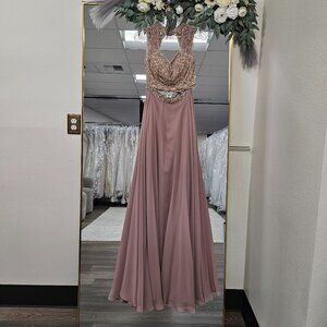 Two Piece Mocha Prom Dress